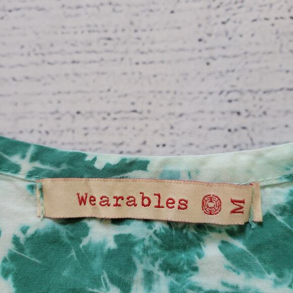 XCVI Wearables Size M Raymond Dress Green Tie Dye Stretch Ruching Sleeveless - Picture 4 of 9